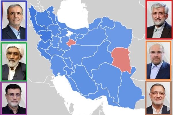 پزشکیان پیشتاز است / دوگانگی قالیباف-جلیلی جدی است / انتخابات ۲مرحله‌ای خواهد شد؟ + نمودار